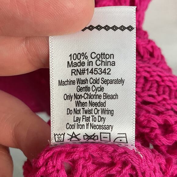 Paradise Shores Open Knit Beach Sweater Pure Cotton Pink Medium NWT - Picture 7 of 10